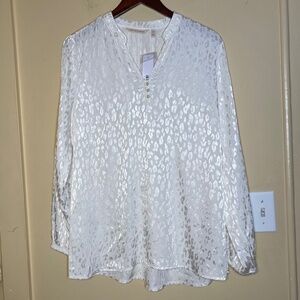 Silk White Leopard Print Blouse